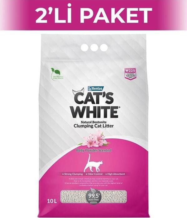 Cat's White Pudralı Kedi Kumu 10 lt 2 Adet - Image 1