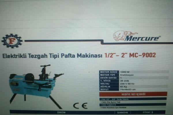 Mercure Elekririkli Tezgah Pafta Makinesi 1/2'-2'' - Image 1