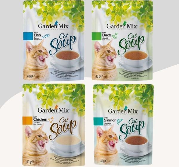 4 Farklı Aromalı Kedi Çorbası 4x40Gr (Tavuk-Somon-Ördek-Balık) - Image 1