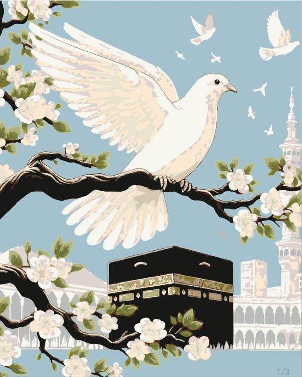 Mavi Kanat Hediye Dünyası Sayılarla Boyama Tuval Seti 40x50 Cm Kabe Ve Güvercin - Image 1