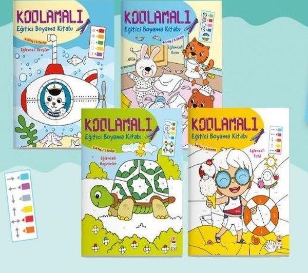 Kodlamalı Eğitici Boyama Seti-4-6 Yaş 1.2.Seviye-4 Kitap Takım - Sincap Kitap - Image 1
