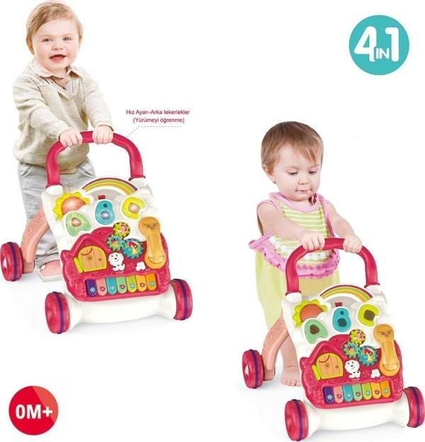 Piyanolu Yürüme Arkadaşı 4in1 Aktivite Masası Işıklı Müzikli Yürüteç Kırmızı - Image 1