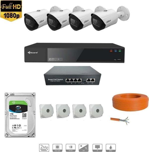 Dahua 2 Mp Ip Kamera 4 Kameralı Full Hd Set - Image 1
