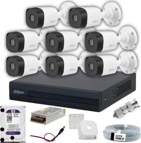 Dahua 8 Kameralı Xvr1B08 2Mp Hdcvı Full Hazır Set 8Li Set - Image 1