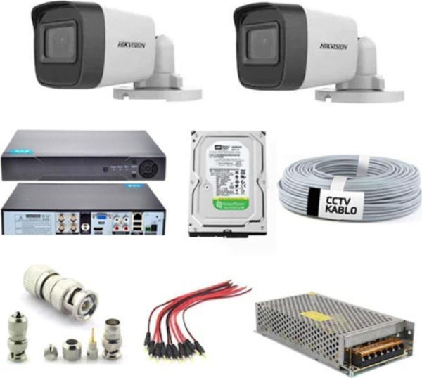 Hikvision 2 Kameralı Güvenlik Kamerası Full Set - Image 1