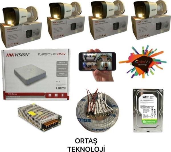 Hikvision 4 Kanal Gece Renkli 4 Kamerali 500Gb Hdd - Image 1