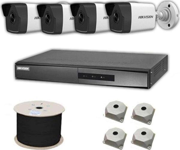 Hikvision 4Mp Mikrofonlu 4 Kameralı Tak Çalıştır Hazır Ip Kamera Seti Hard Disk Yoktur - Image 1