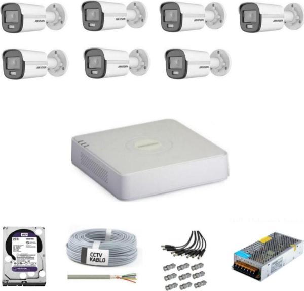 Hikvision Colorvu Gece-Karanlıkta Renkli 7 Ahd Kameralı Güvenlik Kamera Kuruluma Hazır Set - Image 1