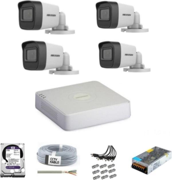 Hikvision Haıkon 4 Kameralı Güvenlik Kamera Hazır Set- 4 Kamera Kayıt Sistemi - Image 1