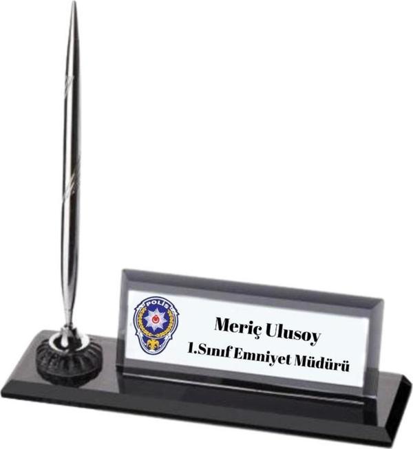 Polislere Özel Kristal Kalemli Masa İsimliği - Image 1