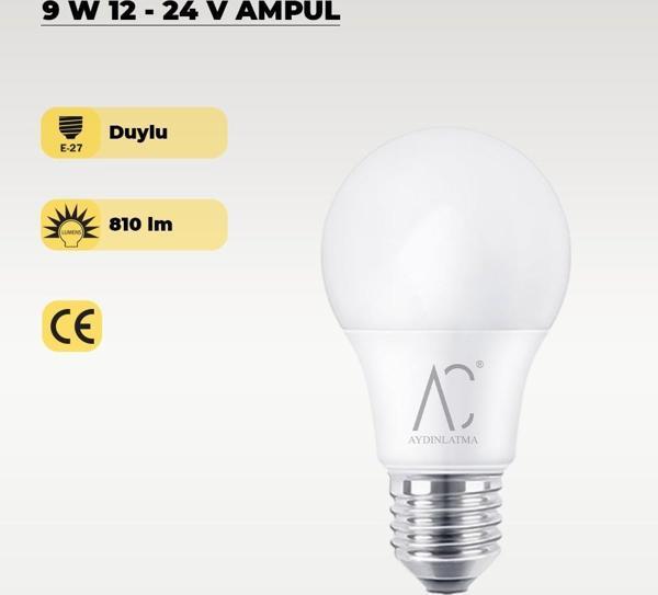 9W 12-24V  Ampul 6500K - Beyaz Işık - E-27 Duy - Image 1