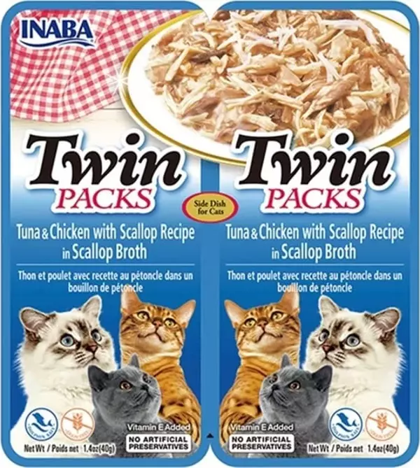 Inaba Ciao Twin Packs Deniz Taraklı Ton Balıklı ve Tavuklu Kedi Çorbası 2x40 Gr - Image 1