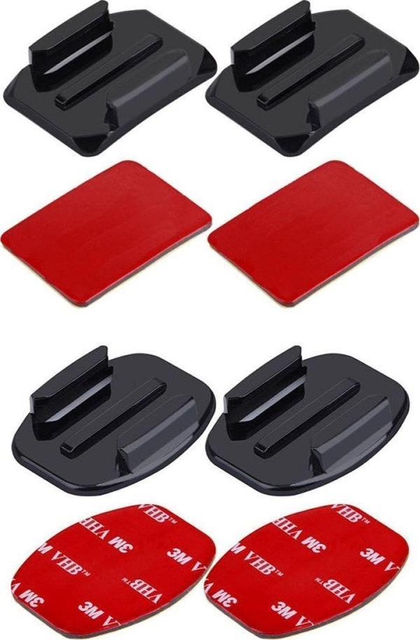 Knmaster Gopro Uyumlu 2 Düz Ve 2 Oval Zemin 3M Yapıştırma - Image 1