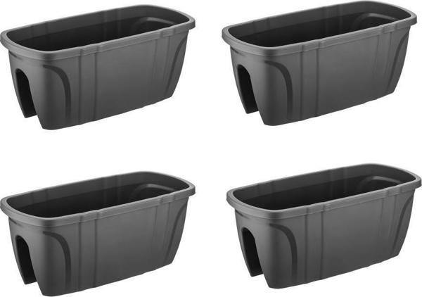 SY-5710 Opal Balkon Küpeşte Saksı Antrasit 4 Adet - Image 1