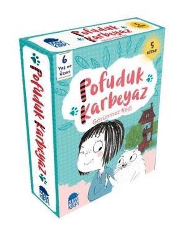Pofuduk Karbeyaz Görünmez Kedi Seti-5 Kitap Takım - Mavi Kirpi - Image 1