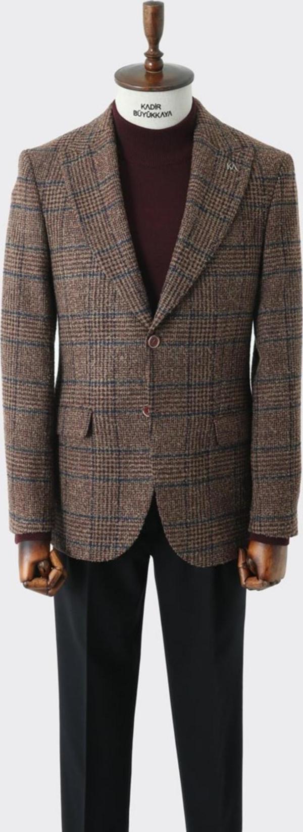 Modern Slim Fit Dar Kesim Yün Erkek Ceket-KAV5063W - Image 1