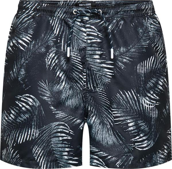 Only & Sons Ted Lıfe Swım Short Leafes Aop Erkek Lacivert Şort 22025383-04 - Image 1