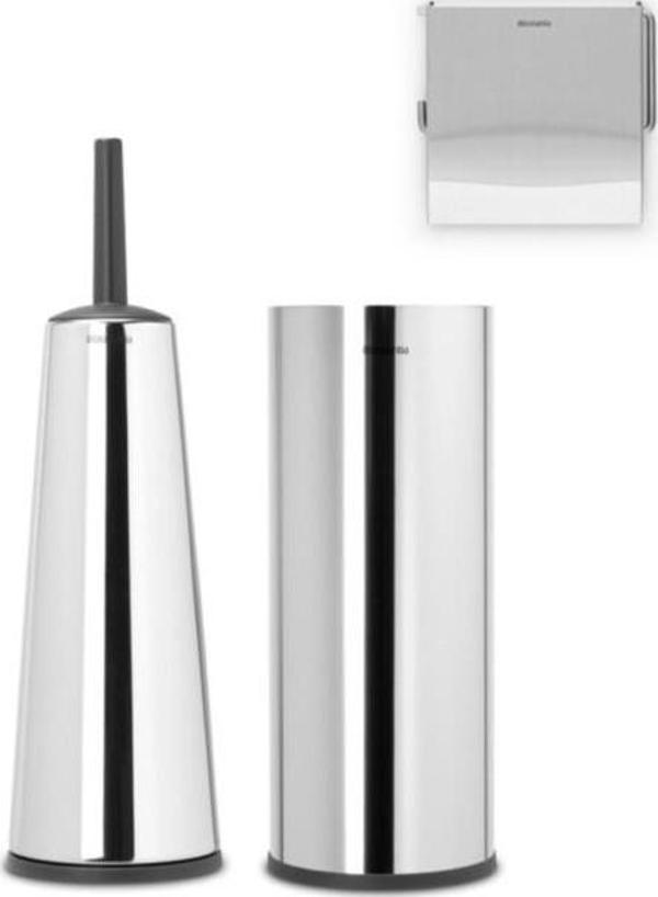 Brabantia Renew Brıllıant Steel 3 Parça Tuvalet Aksesuarı Seti - Image 1
