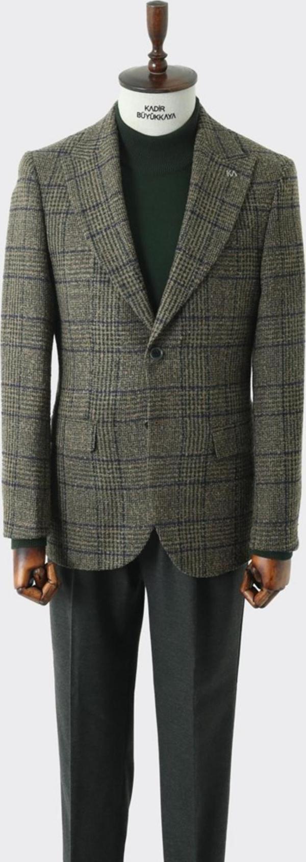 Modern Slim Fit Dar Kesim Yün Erkek Ceket-KAV5063W - Image 1