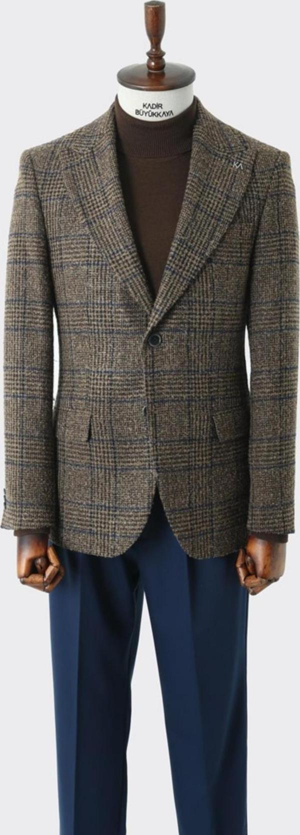 Modern Slim Fit Dar Kesim Yün Erkek Ceket-KAV5063W - Image 1