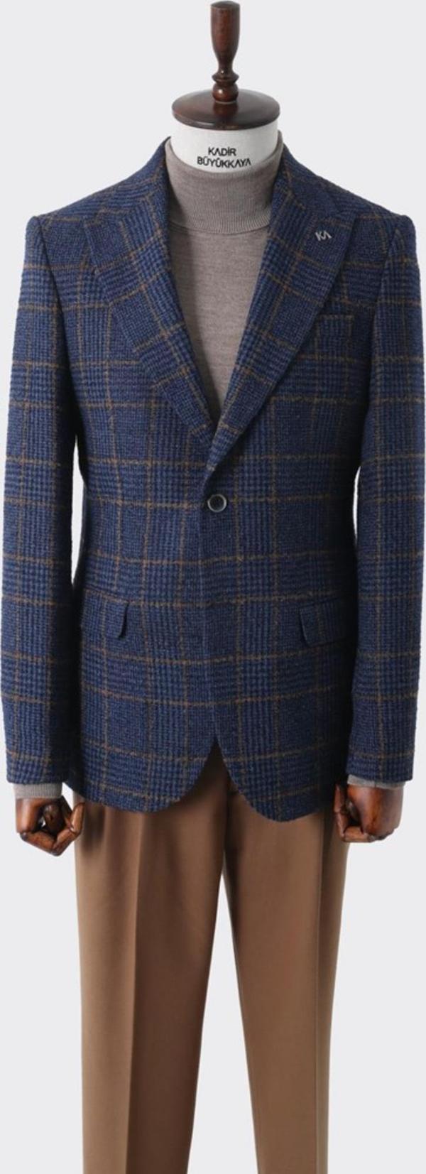 Modern Slim Fit Dar Kesim Yün Erkek Ceket-KAV5063W - Image 1