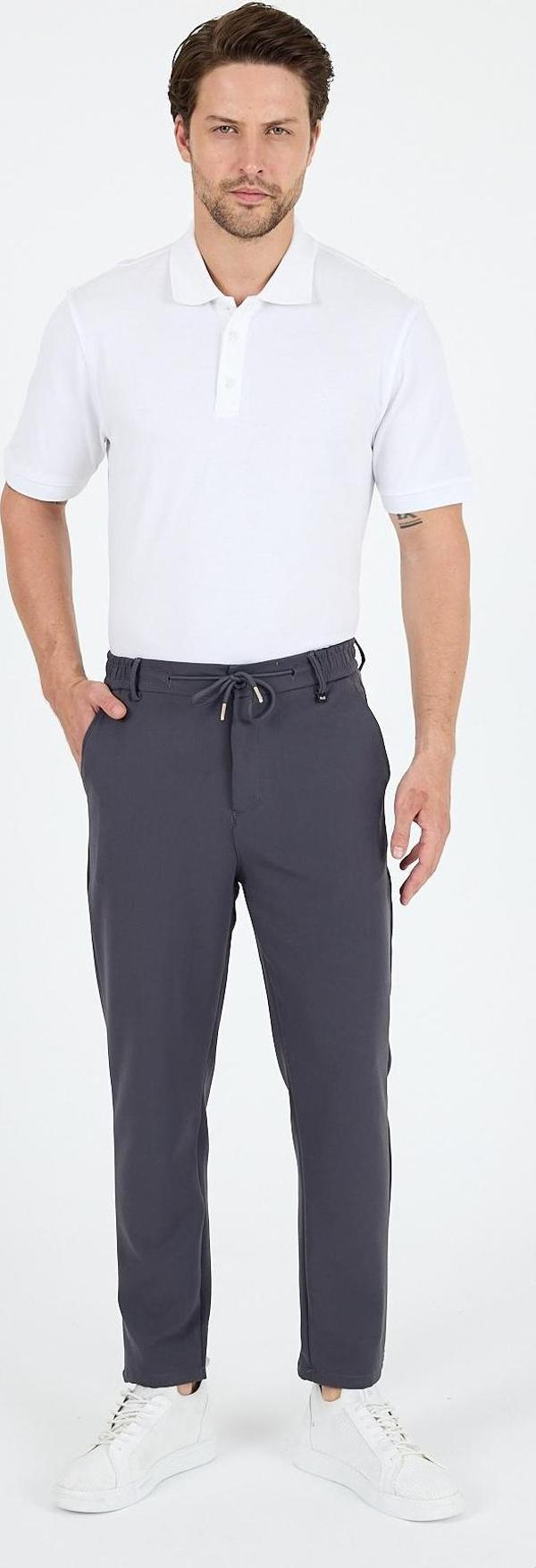 Erkek Duble Kumaş Düz Paça Rahat Kalıp Cepli Günlük ve Spor Şık Eşofman Altı Jogger Pantolon 3667 - Image 1
