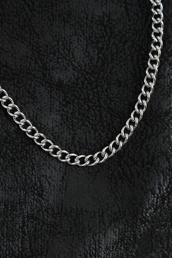 Bakımlı Erkek için Silver Çelik Klasik Oval Zinci Stil Kolye - Image 1