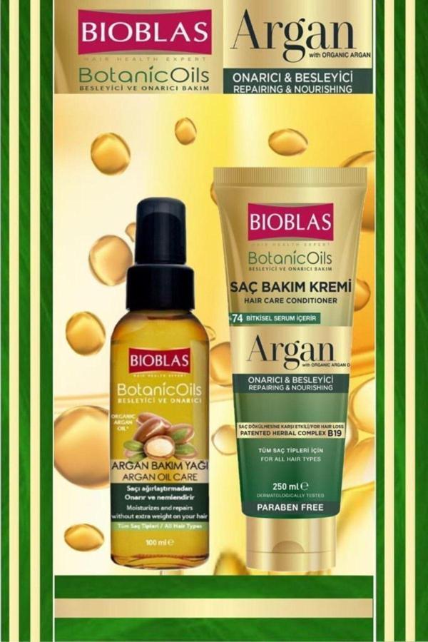 Bioblas Argan Bakım Yağı 100 Ml&Argan Saç Bakım Kremi 250 Ml - Image 1