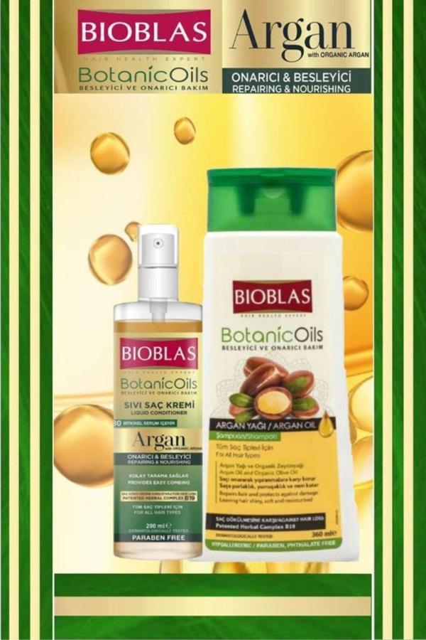Bioblas Argan Şampuan 360 Ml & Argan Sıvı Saç Kremi 200 Ml - Image 1