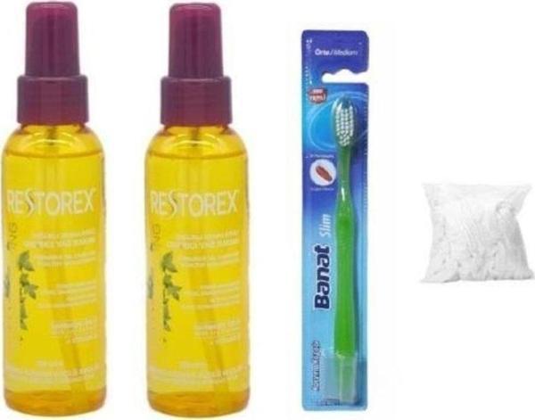 Restorex Sağlıklı Uzama Etkili Onarıcı Bakım Saç Bakım Argan Yağı 100 Ml X 2 Adet+ Banat Slim Diş Fırçası - Image 1