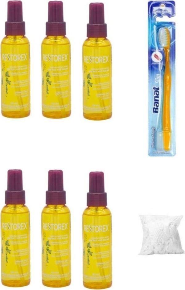Restorex Sağlıklı Uzama Etkili Onarıcı Bakım Saç Bakım Argan Yağı 100 Ml X 6 Adet+ Banat Slim Diş Fırçası - Image 1