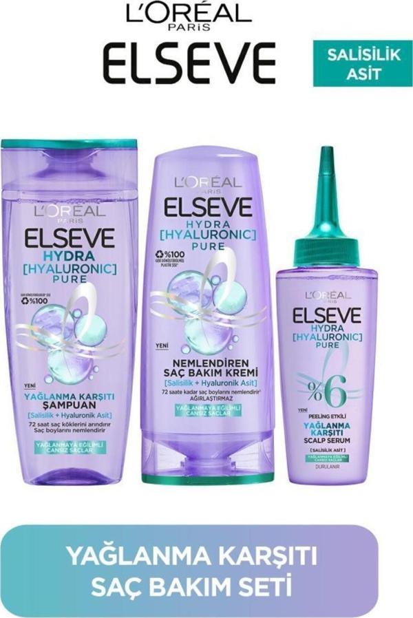 Elseve Loreal Paris Hydra Pure Saç Bakım Seti 3 Lü - Image 1