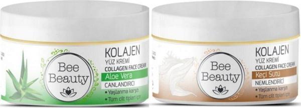 Bee Beauty Aloe Vera Kolajen Yüz Kremi 50 Ml+Keçi Sütü Kolajen Yüz Kremi 50 Ml - Image 1