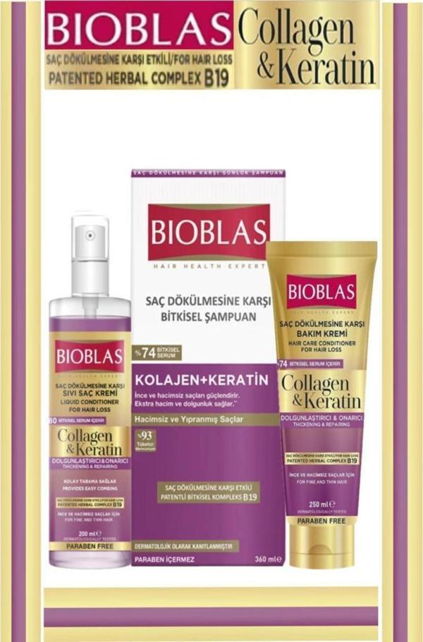 Bioblas Collagen&Keratin Complex B19 3'Lü Saç Bakım Seti - Image 1