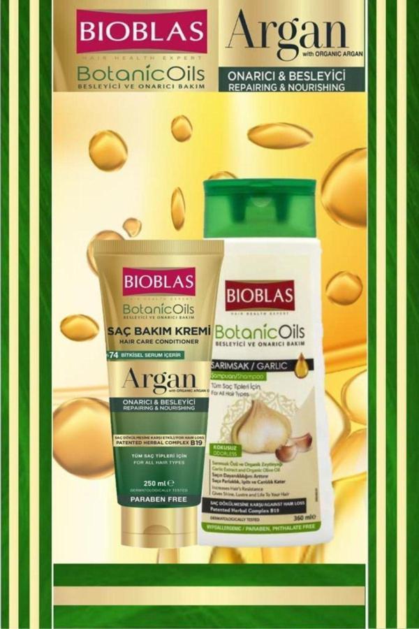 Bioblas Sarımsak Şampuan 360 Ml Ve Argan Saç Bakım Kremi 250 Ml - Image 1