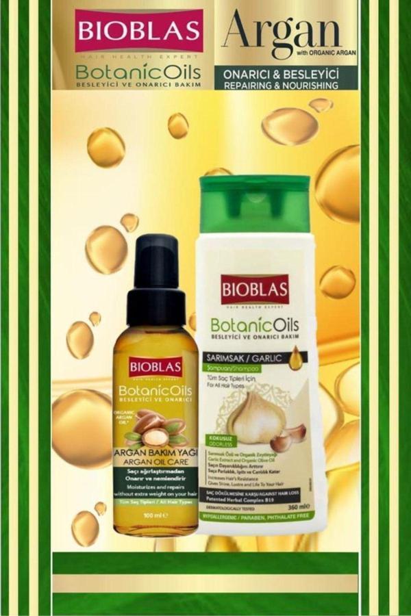 Bioblas Sarımsak Sampuan 360 Ml&Argan Bakım Yağı 100 Ml - Image 1