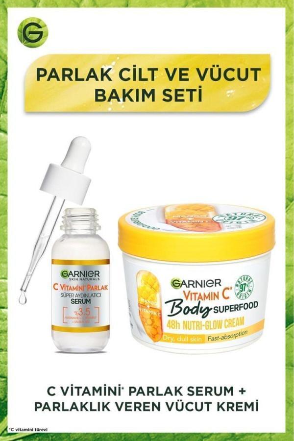 Garnier C Vitamini Parlak Süper Aydınlatıcı Serum & Body Superfood C Vitamini Parlaklık Veren Vücut Kremi - Image 1