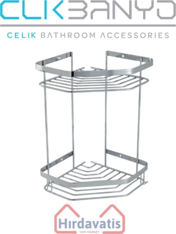 Çelik Banyo Erpa 304 Kapalı İkili 19X19Cm Sabunluk Şampuanlık Ve Köşe Süngerlik - Image 1