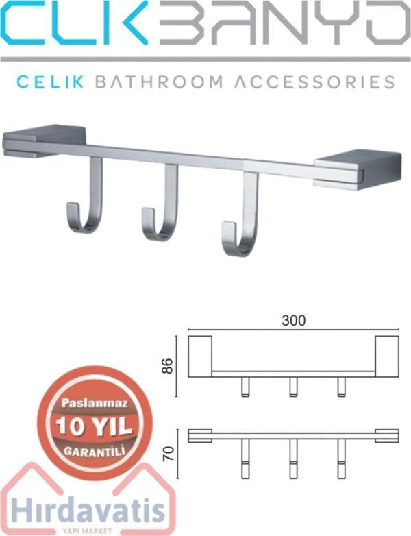 Çelik Banyo Havlu Askısı Paslanmaz Pirinç Titanik 3'Lü Askılık - Image 1