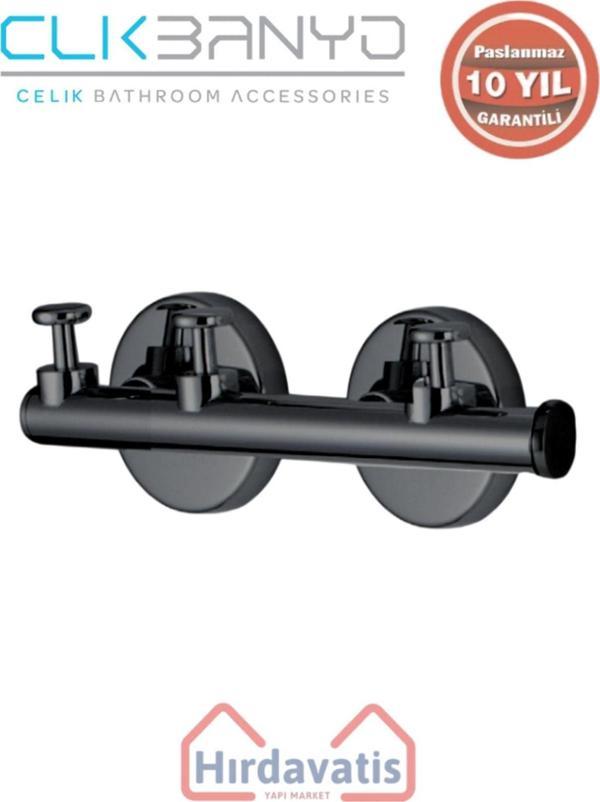 Çelik Banyo Paslanmaz Pirinç Flora Askılık Üçlü Mat Siyah - Image 1