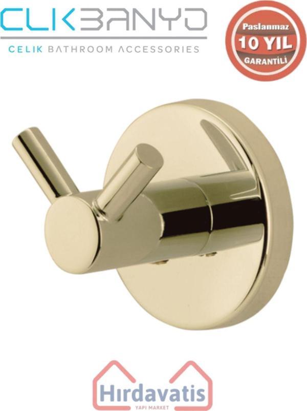 Çelik Banyo Paslanmaz Pirinç Flora Çiftli Askılık Altın Sarı Gold - Image 1