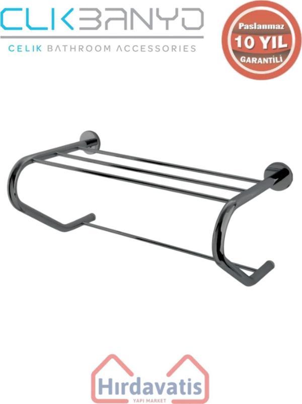 Çelik Banyo Paslanmaz Pirinç Flora Destekli Raf Havluluk 50Cm Mat Siyah - Image 1