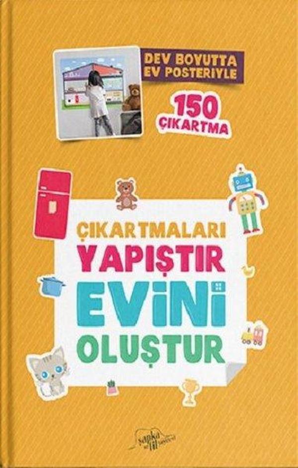 Çıkartmaları Yapıştır Evini Oluştur-Dev Boyutta Ev Posteriyle 150 Çıkartma - Şapka ve Fil Yayınları - Image 1