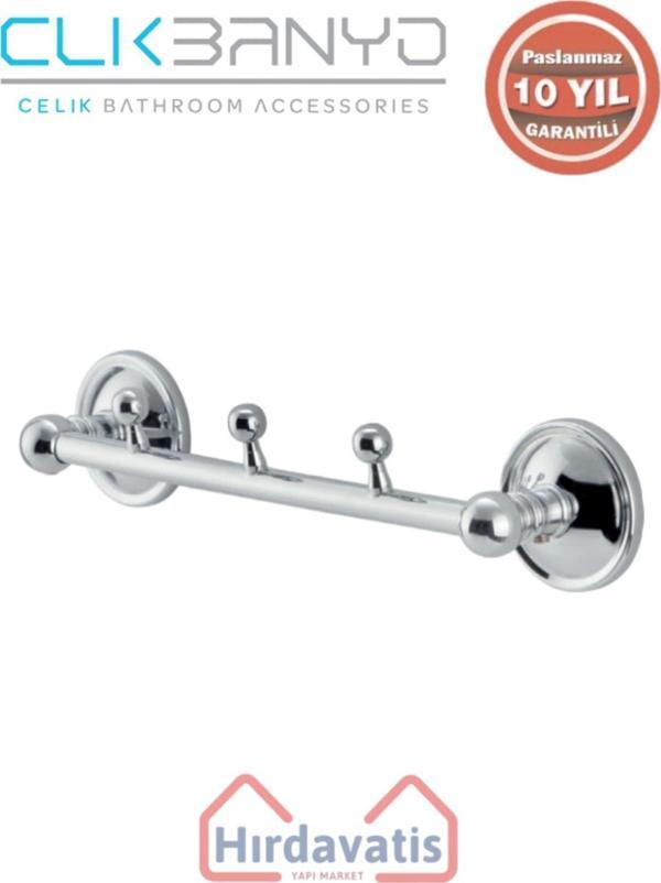 Çelik Banyo Paslanmaz Pirinç Bella Boncuk Üçlü Askılık - Image 1