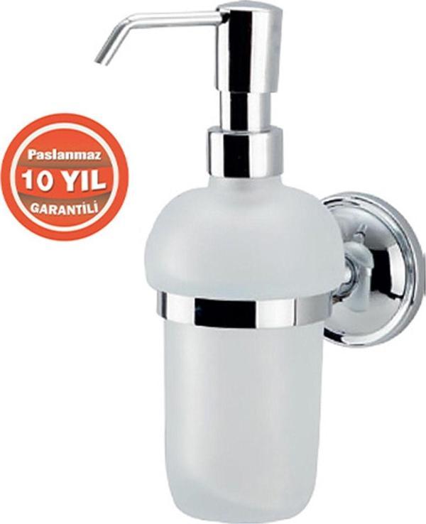 Çelik Banyo Paslanmaz Pirinç Bella Camlı Montajlı Sıvı Sabunluk - Image 1