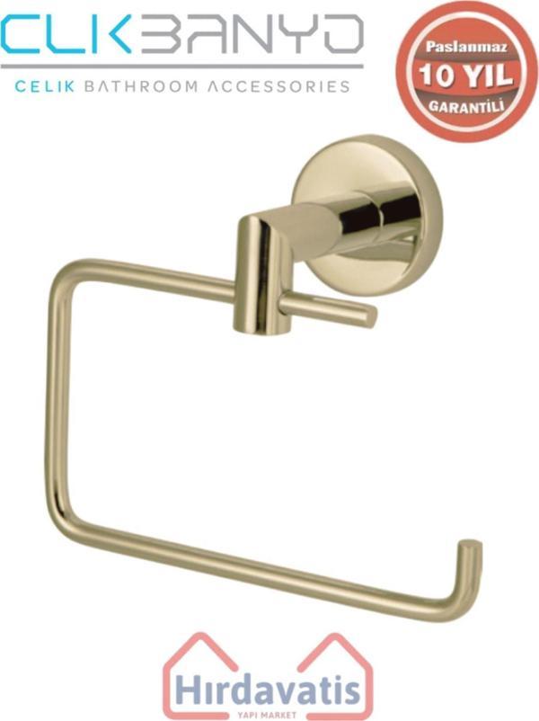 Çelik Banyo Paslanmaz Pirinç Flora Kağıtlık Kapaksız Altın Sarı Gold - Image 1