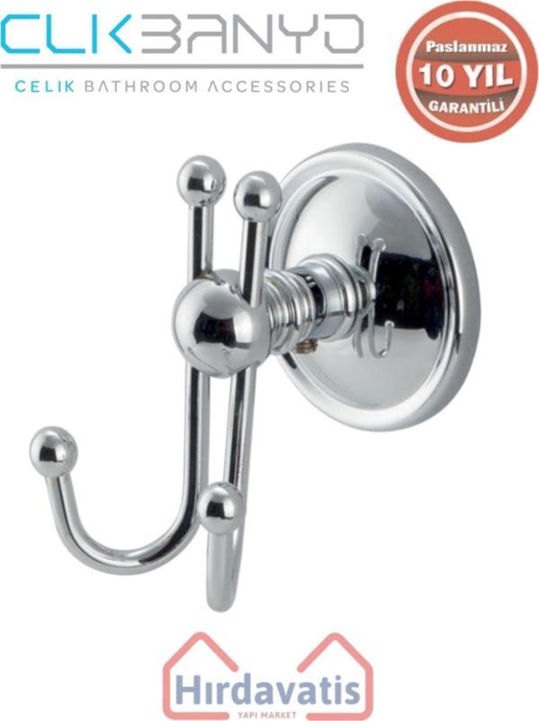 Çelik Banyo Paslanmaz Pirinç Bella Çıkmalı Çiftli Askılık - Image 1