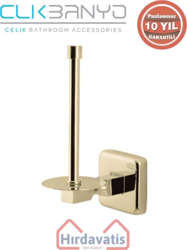 Çelik Banyo Paslanmaz Pirinç Kumru Yedek Kağıtlık Altın Sarı Gold - Image 1