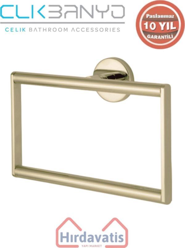Çelik Banyo Paslanmaz Pirinç Flora Kare Havluluk Altın Sarı Gold - Image 1
