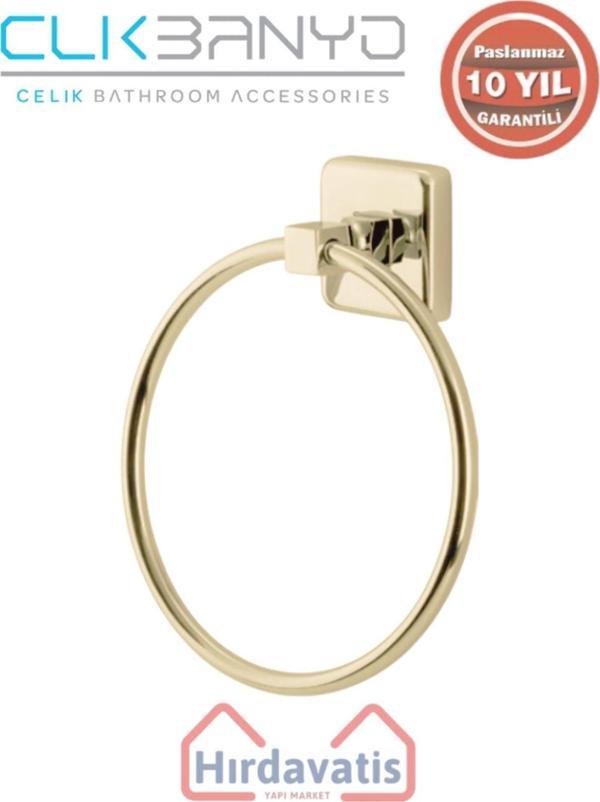Çelik Banyo Paslanmaz Pirinç Kumru Yuvarlak Havluluk Altın Sarı Gold - Image 1